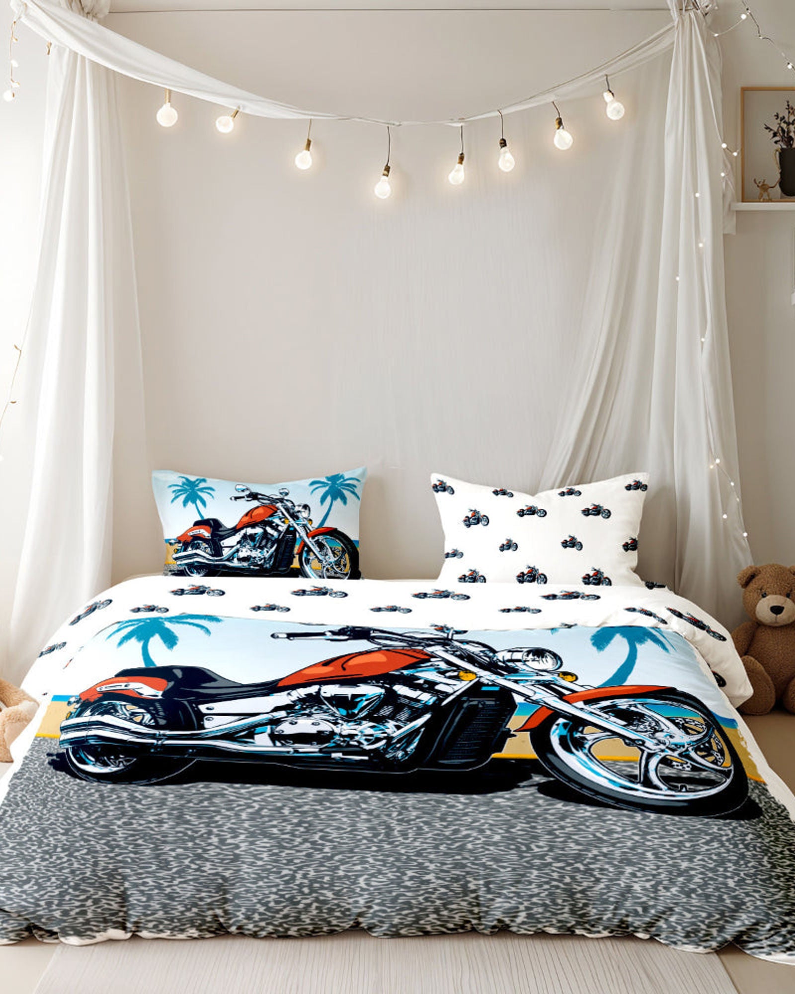 طقم غطاء لحاف للأطفال من Cotton Home مكون من 4 قطع بتصميم دراجة