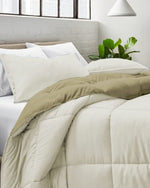 طقم لحاف قابل للعكس من Cotton Home للبالغين مكون من 3 قطع، عاجي