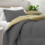 طقم لحاف قابل للعكس من Cotton Home للبالغين، مكون من 3 قطع، فضي