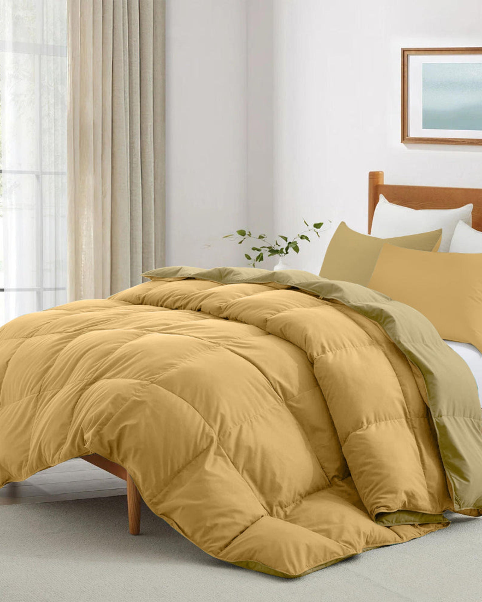 طقم لحاف قطني للكبار من 3 قطع قابل للعكس باللون الذهبي