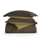 Cotton Home Adult 3-piece Set Reversible Comforter Chocolate Brown