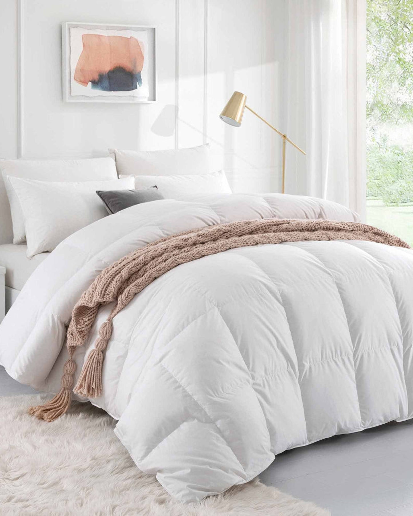 لحاف قطني منزلي معقم مضاد للحساسية أبيض