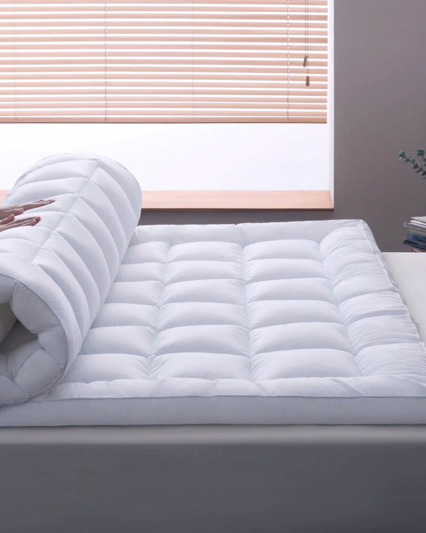 غطاء مرتبة قطني منزلي فائق النعومة باللون الأبيض