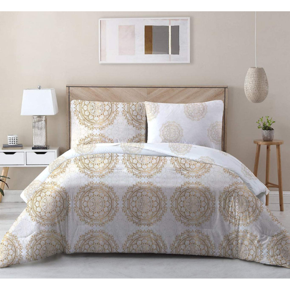 طقم لحاف مطبوع من 3 قطع من Cotton Home 100% قطن ساتان 225T، مناسب للمناسبات الاحتفالية