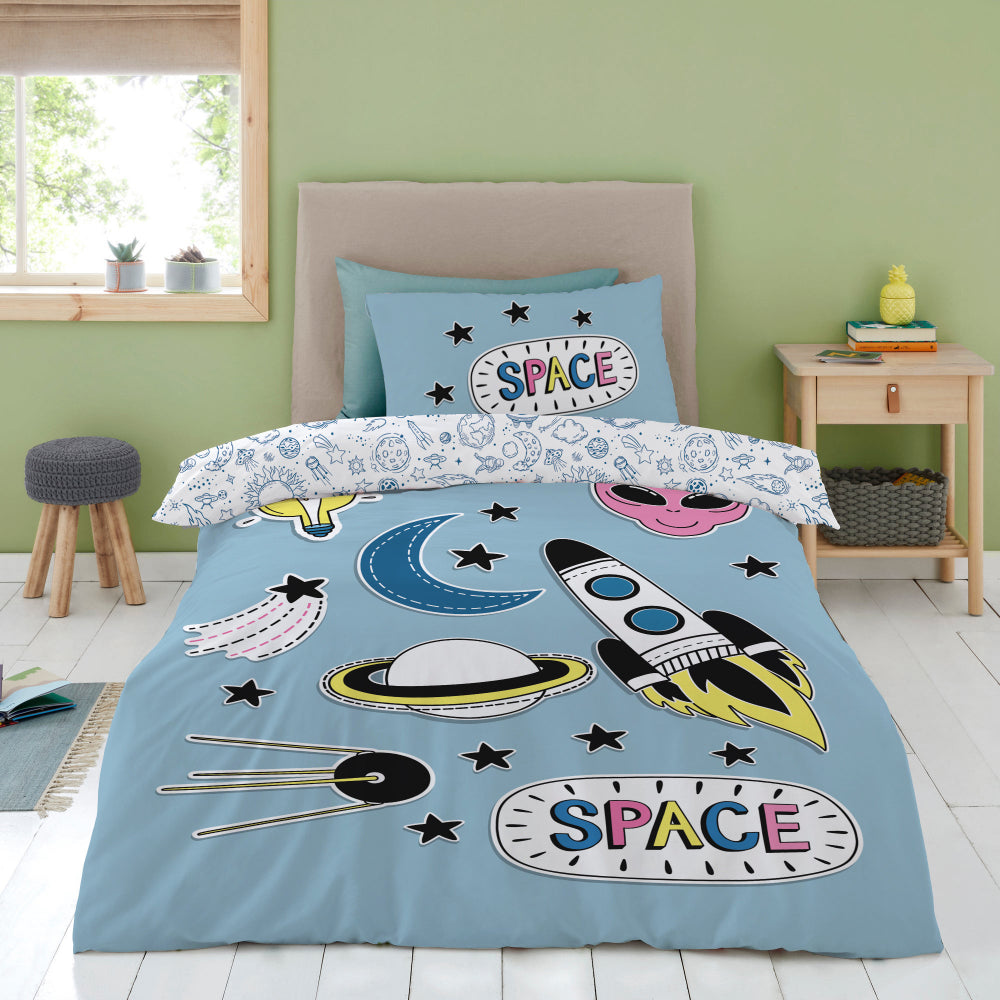 طقم لحاف مطبوع من قطعتين من القطن 100% من Cotton Home Space