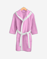 رداء حمام قطني للأطفال مطرز من هوم كيتي مع غطاء رأس وحزام ربط، وردي