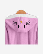 رداء حمام قطني للأطفال مطرز من هوم كيتي مع غطاء رأس وحزام ربط، وردي