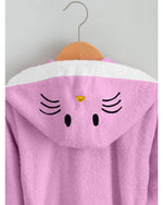 رداء حمام قطني للأطفال مطرز من هوم كيتي مع غطاء رأس وحزام ربط، وردي