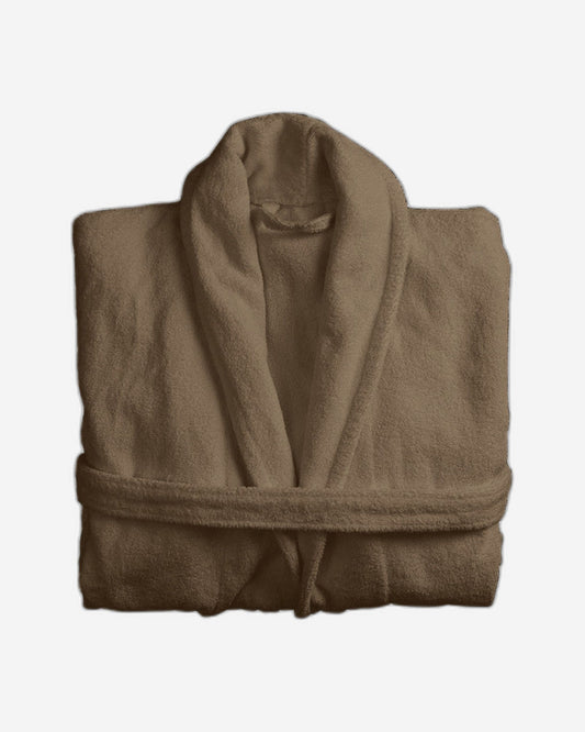 روب حمام من القطن المنزلي، مصنوع من قماش تيري، لون بني خشبي