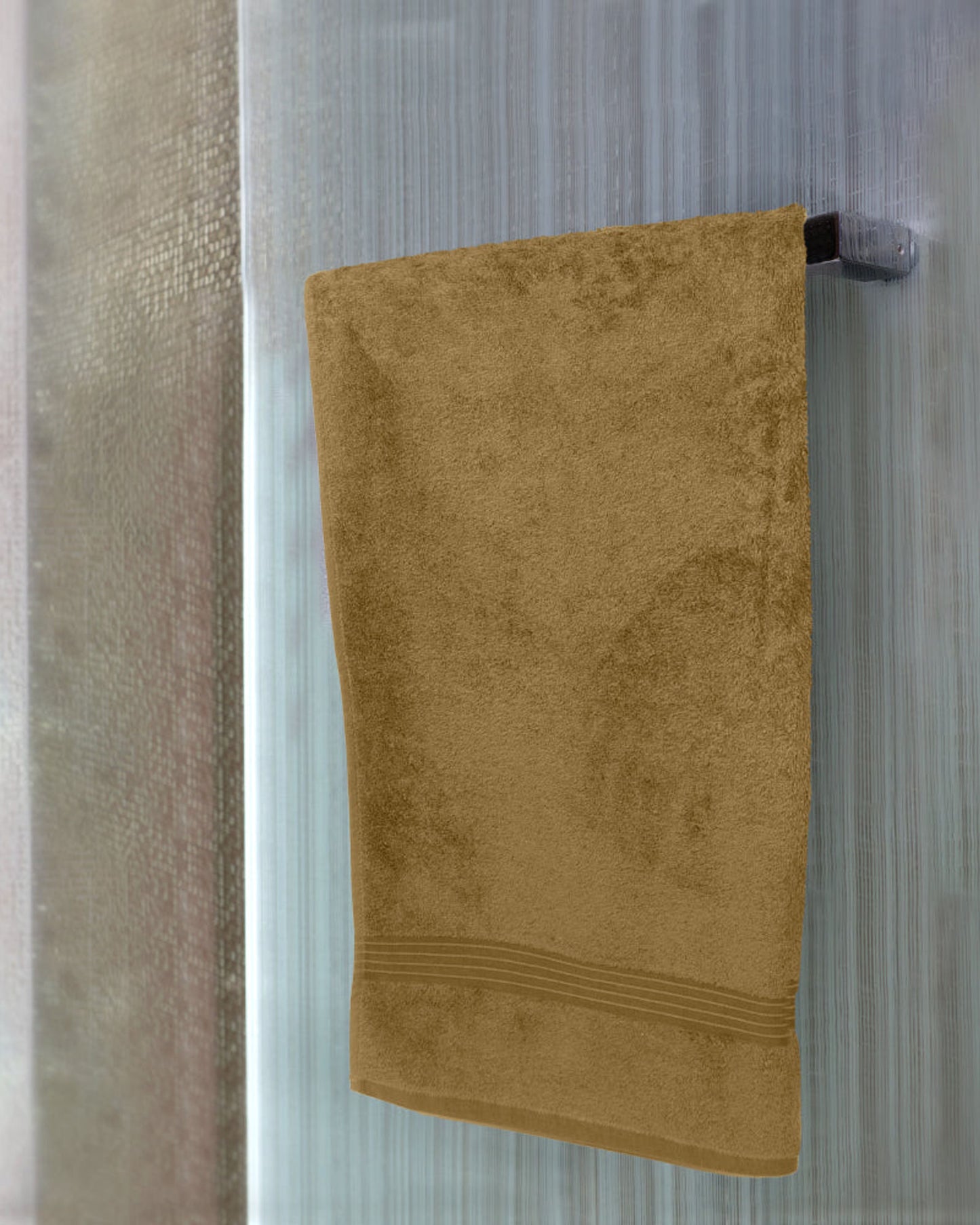 طقم مناشف حمام قطنية منزلية، قطعتان، لون جملي