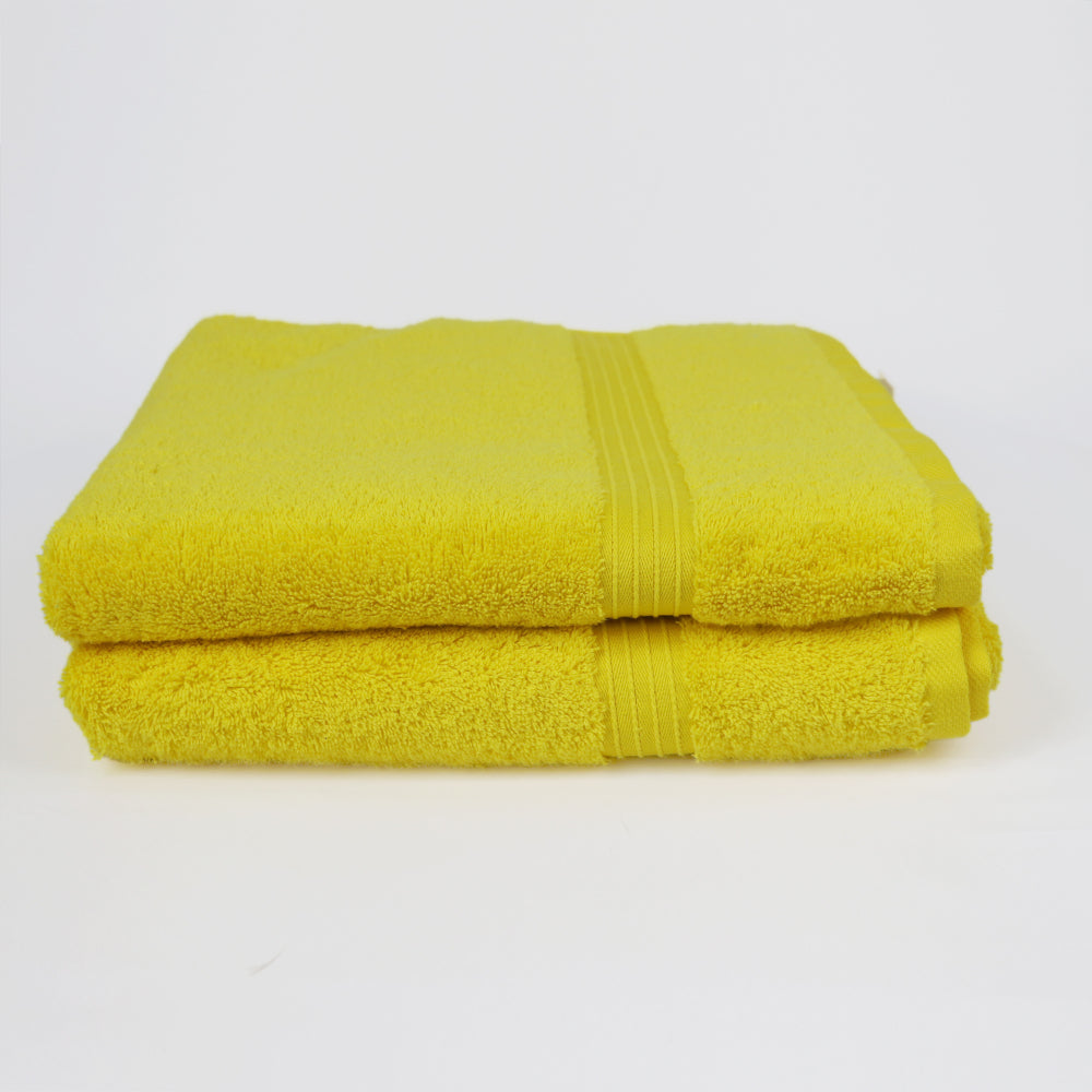 Cotton Home Bath Towel 2-piece Set Yellow