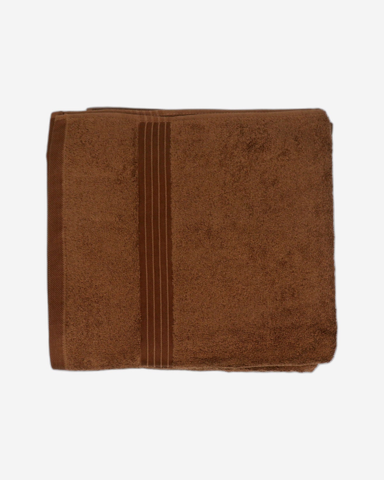 طقم مناشف حمام قطنية منزلية مكون من قطعتين، بني اللون