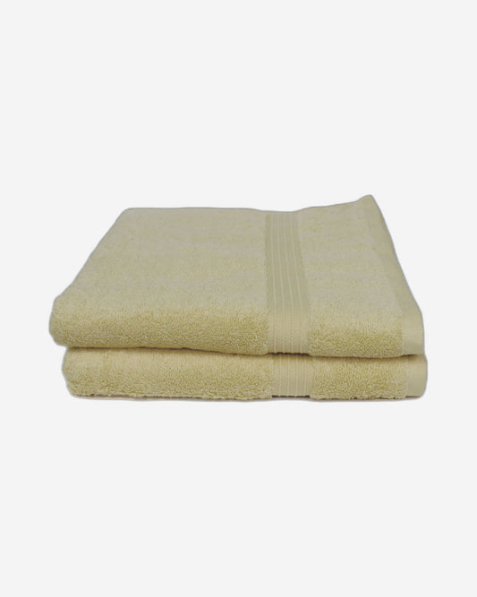 طقم مناشف حمام قطنية منزلية قطعتين، لون كريمي