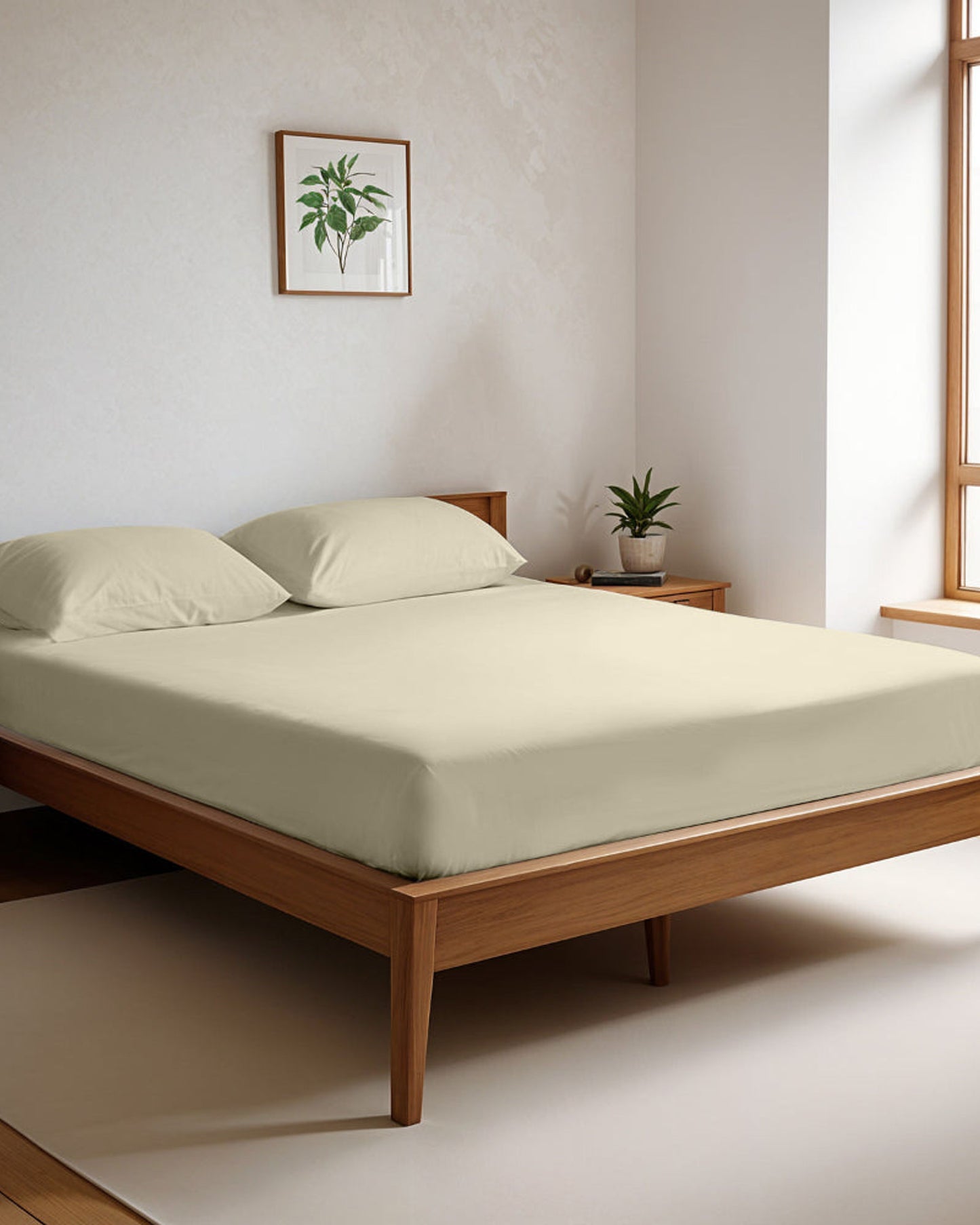 طقم ملاءات قطنية منزلية، 3 قطع، فائقة النعومة، بيج