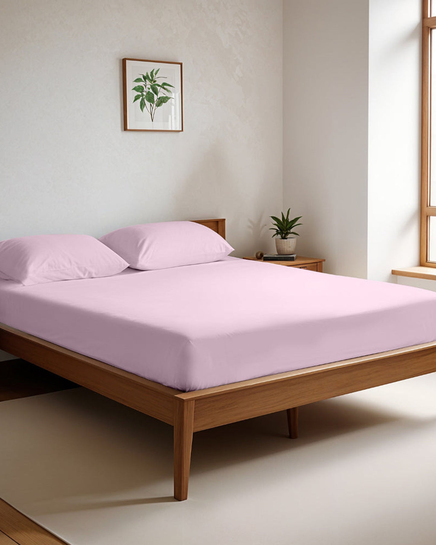 طقم ملاءات قطنية منزلية 3 قطع فائقة النعومة باللون الوردي