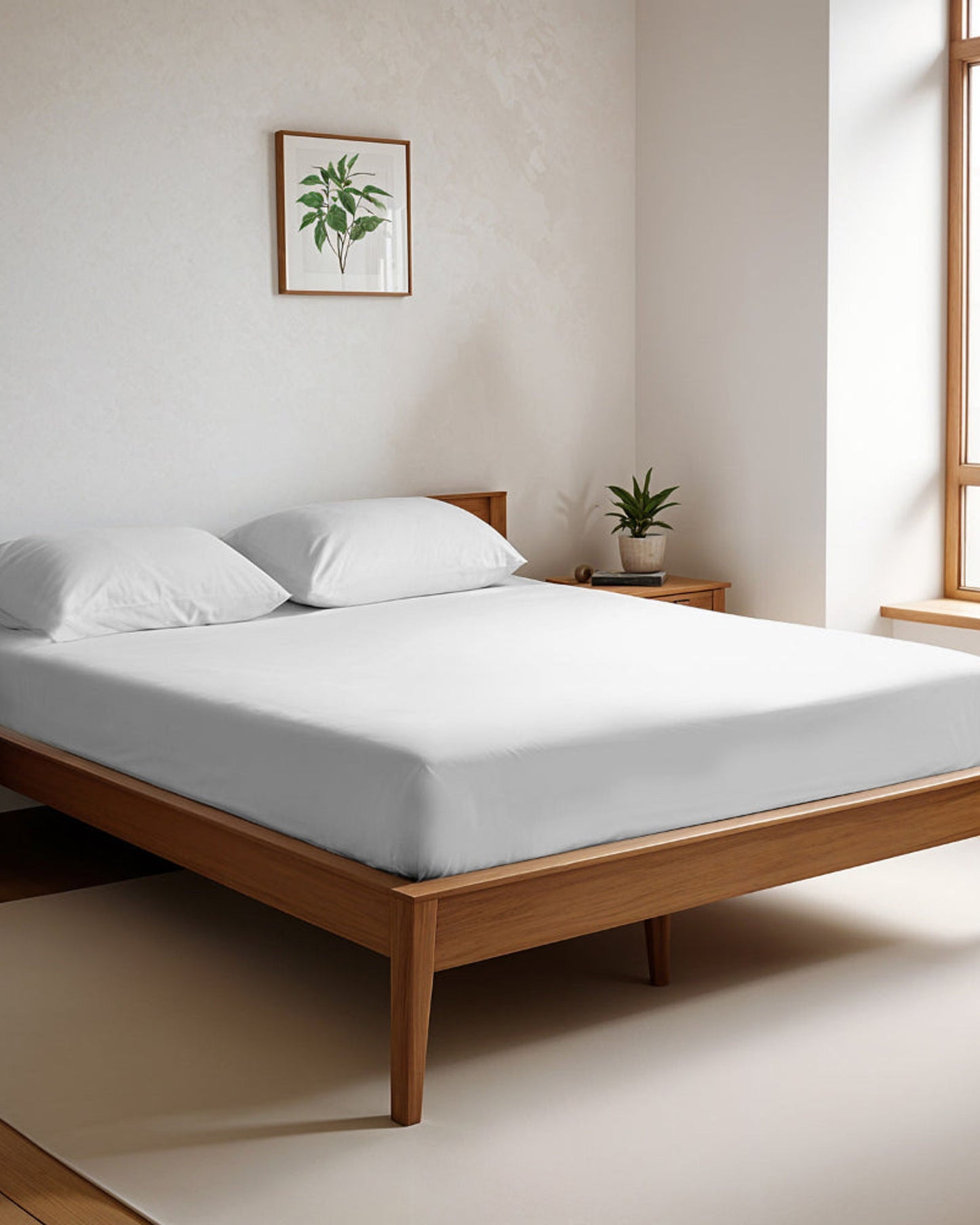 طقم ملاءات قطنية منزلية مكون من 3 قطع، فائقة النعومة، لون أبيض