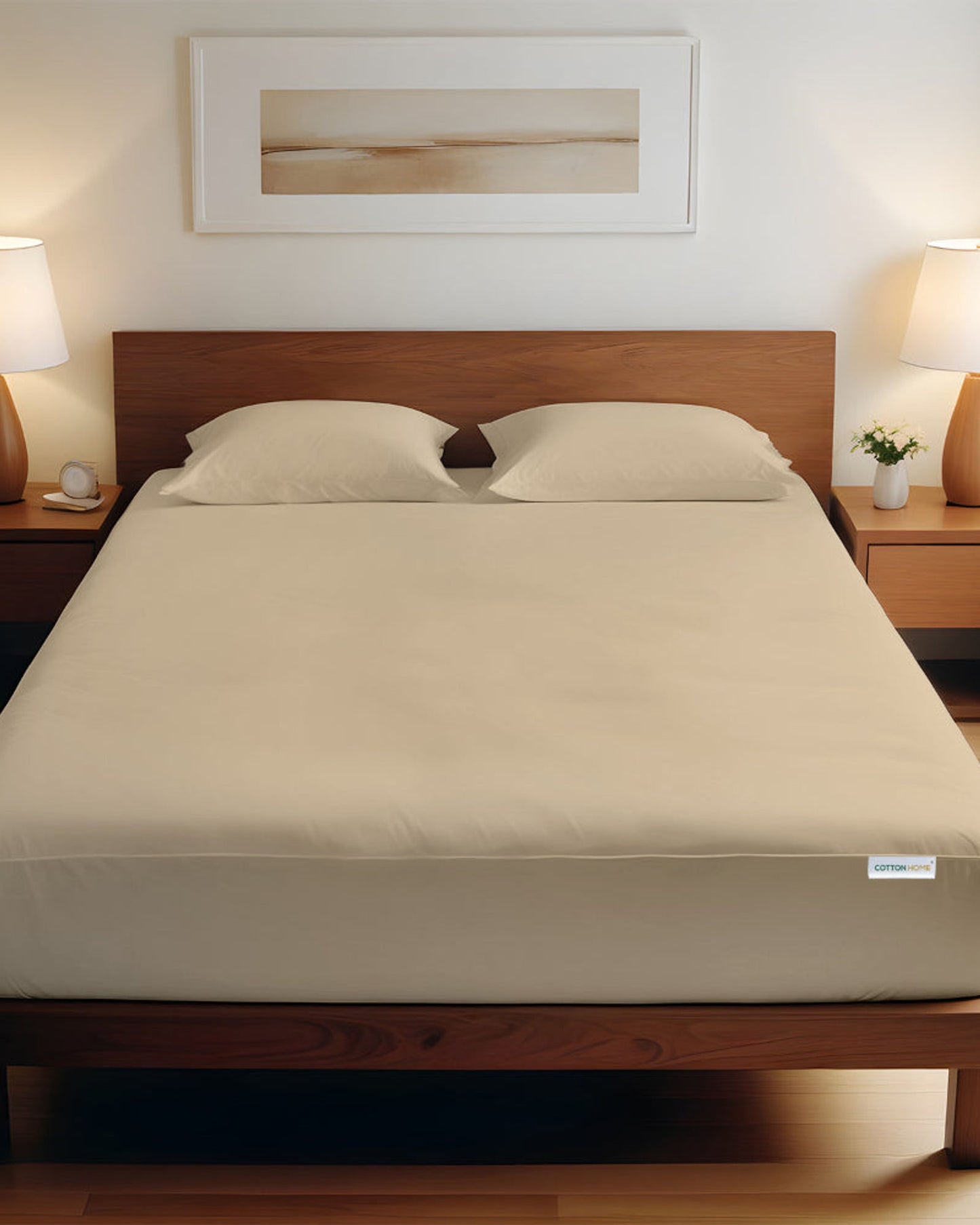 طقم ملاءات قطنية منزلية، 3 قطع، فائقة النعومة، بيج