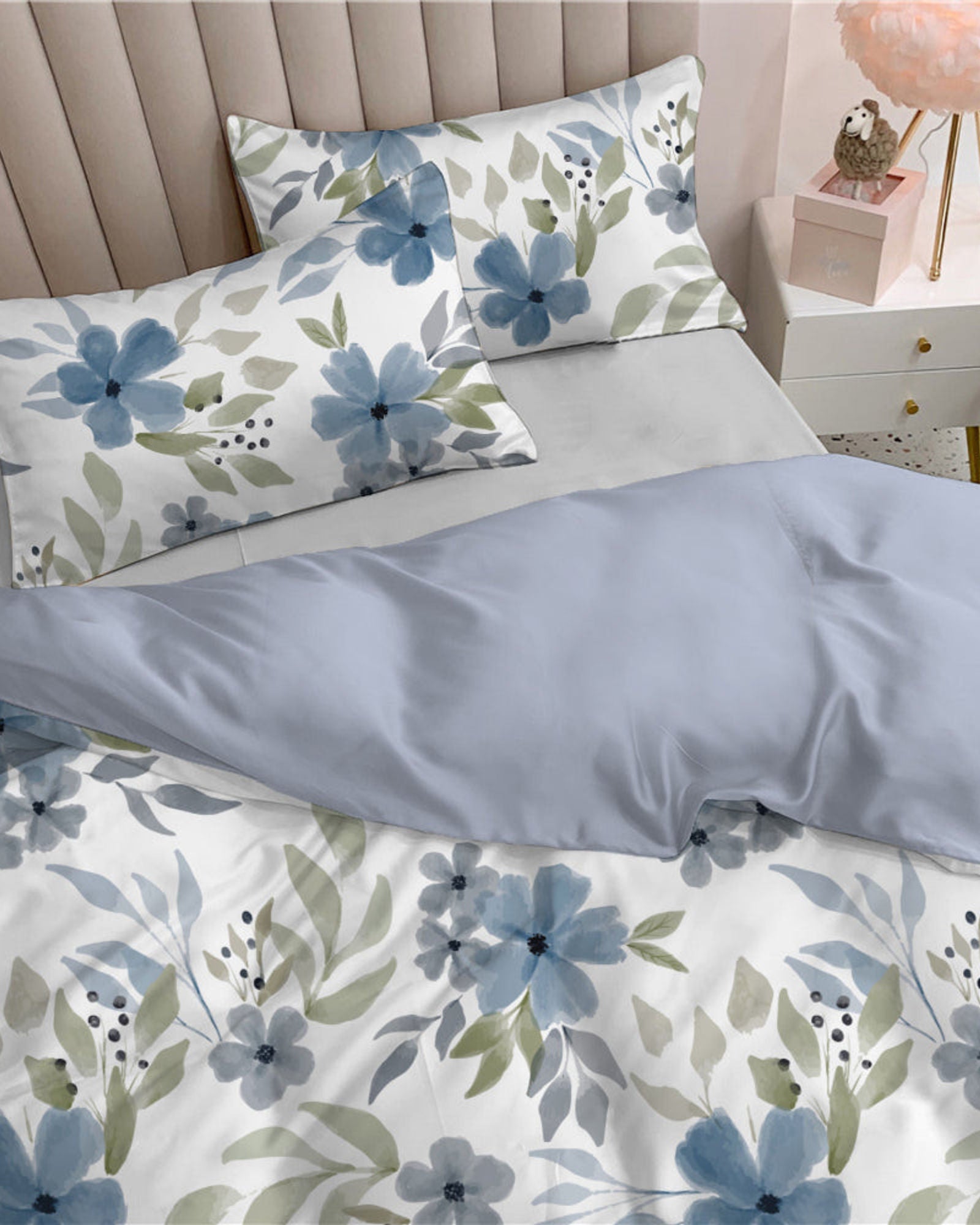 طقم لحاف مطبوع من 3 قطع من Cotton Home، بنقشة زهور هادئة