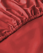 Cotton Home 100% Cotton Satin 300TC 3pc Fitted Sheet Red