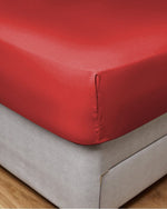 ملاءة سرير قطنية ساتان 100% من Cotton Home، 300TC، 3 قطع، لون أحمر