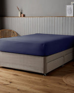 ملاءة سرير من القطن والساتان 100% من Cotton Home، مكونة من 3 قطع، باللون الأزرق الداكن