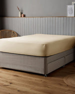 ملاءة سرير قطنية ساتان 100% من Cotton Home، مكونة من 3 قطع، لون كريمي