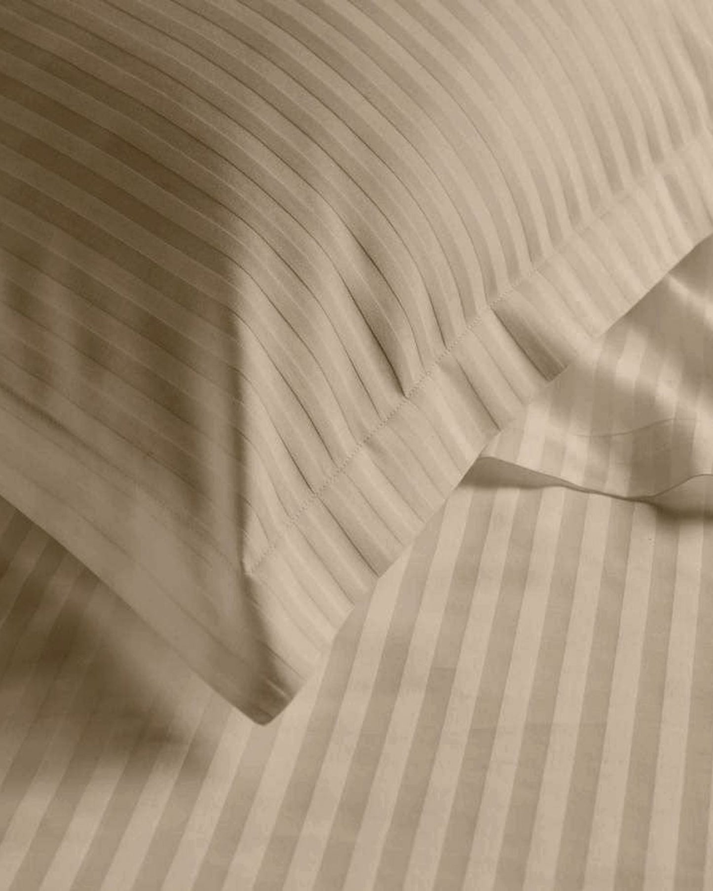 طقم غطاء لحاف مخطط من القطن المنزلي مكون من 6 قطع، لون بني فاتح