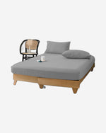 ملاءة سرير قطنية منزلية من قطعة واحدة باللون الرمادي