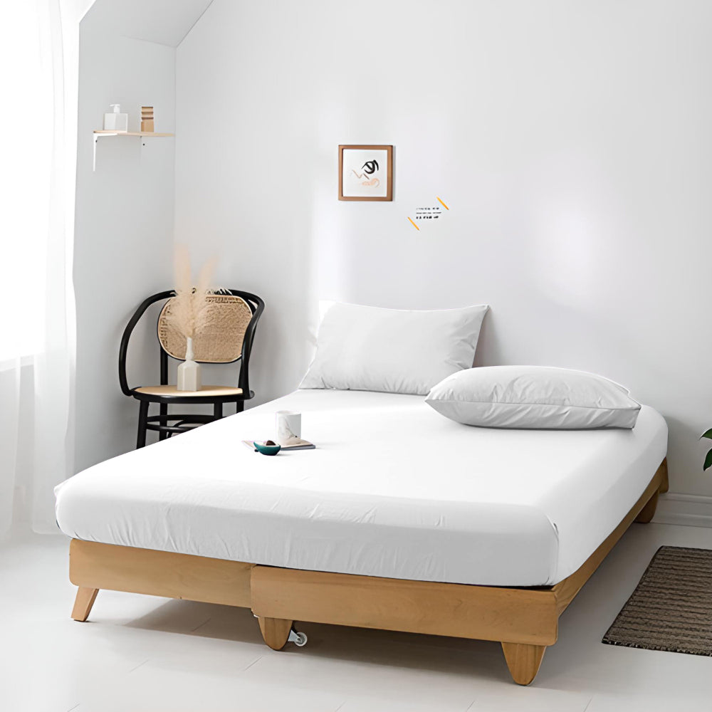 ملاءة سرير قطنية منزلية من قطعة واحدة باللون الأبيض