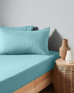 ملاءة سرير قطنية منزلية من قطعة واحدة، لون أخضر نعناعي