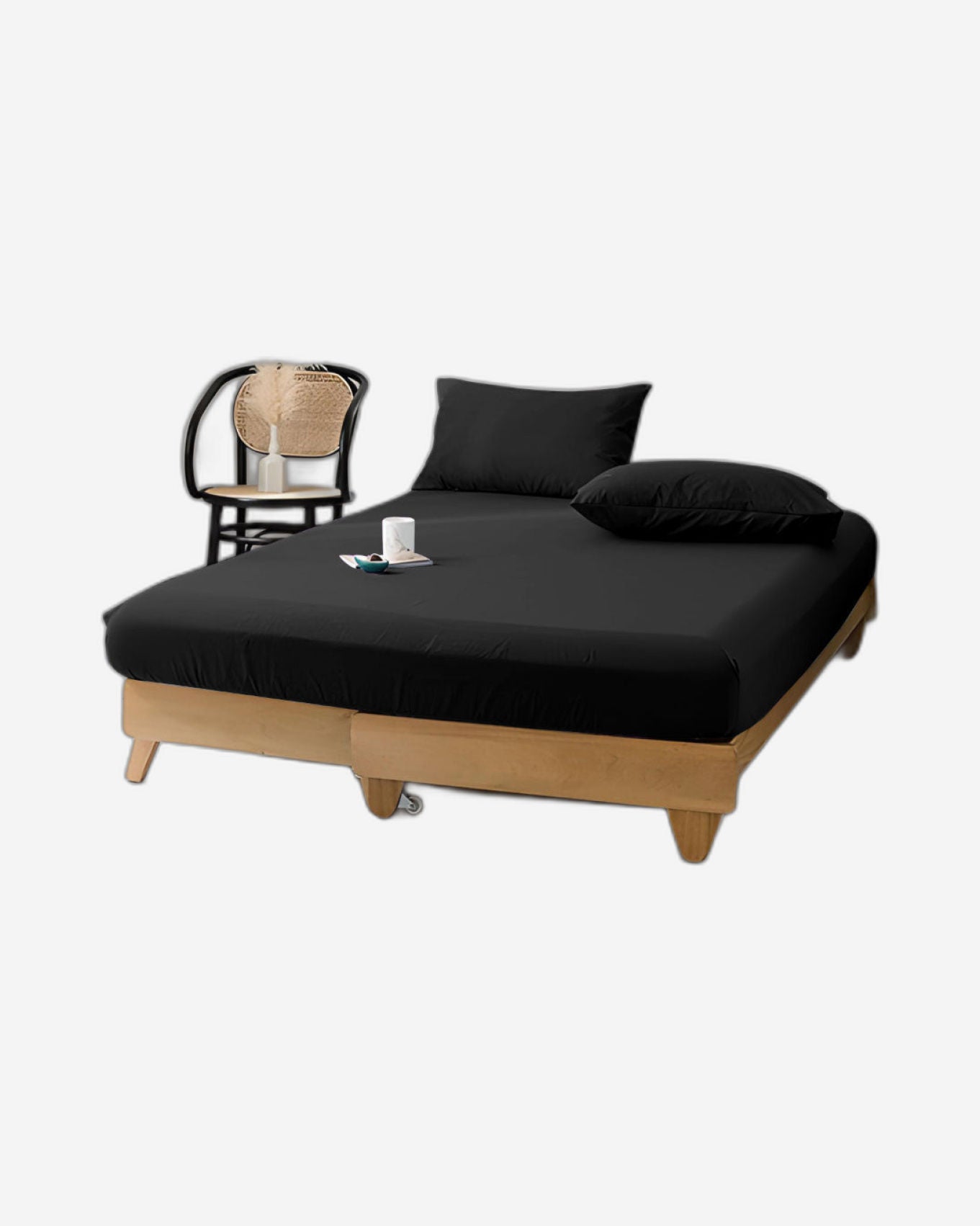 طقم غطاء لحاف قطني من 3 قطع، أسود