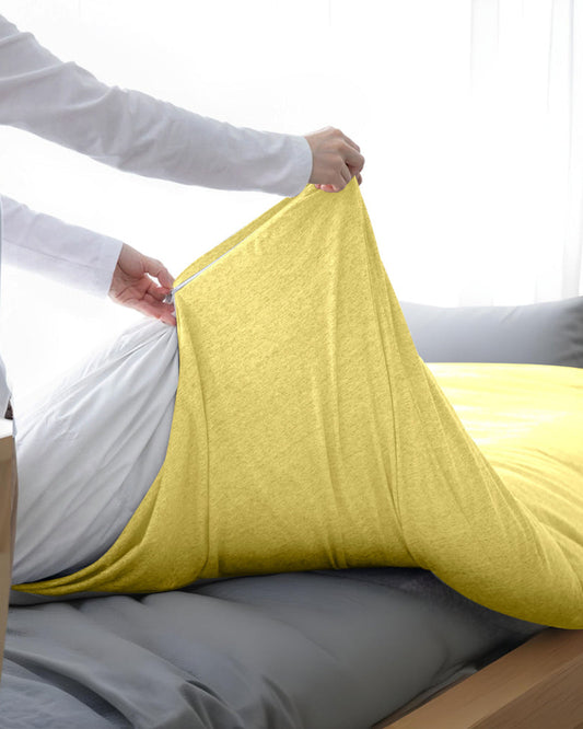 طقم غطاء لحاف قطني من 3 قطع، أصفر