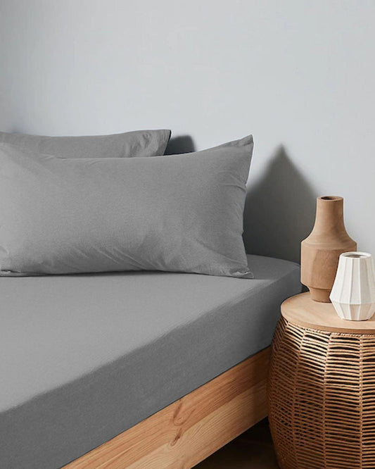 طقم غطاء لحاف قطني من 3 قطع، رمادي