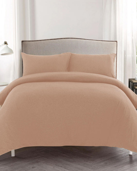 طقم غطاء لحاف قطني من 3 قطع، بيج