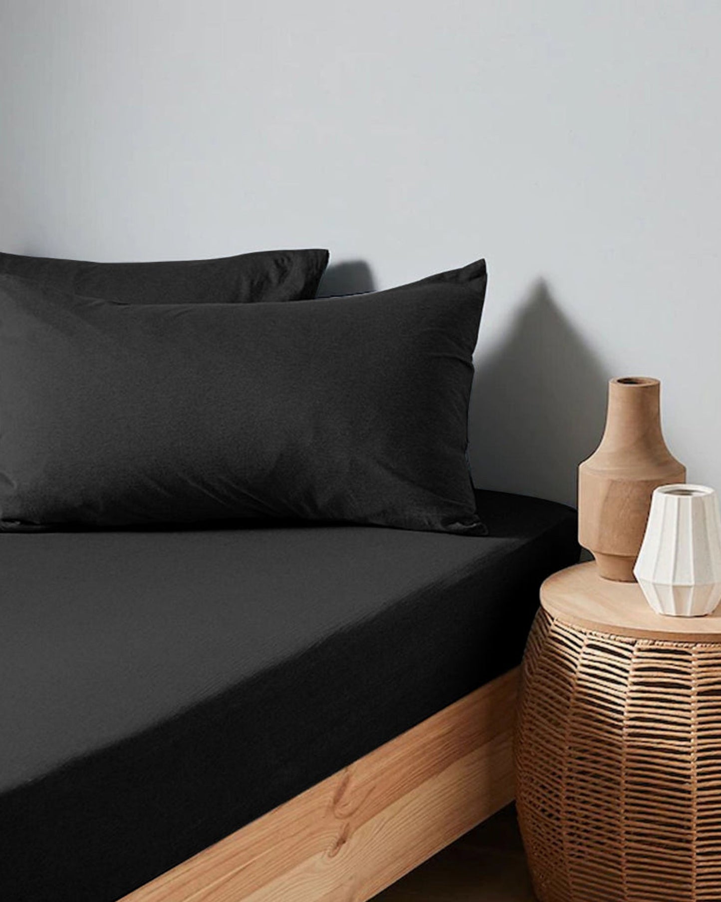 طقم غطاء لحاف قطني من 3 قطع، أسود