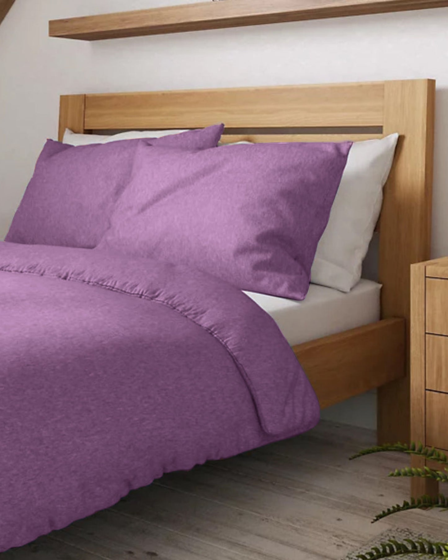 طقم غطاء لحاف من القطن الجيرسي مكون من 3 قطع باللون الأرجواني