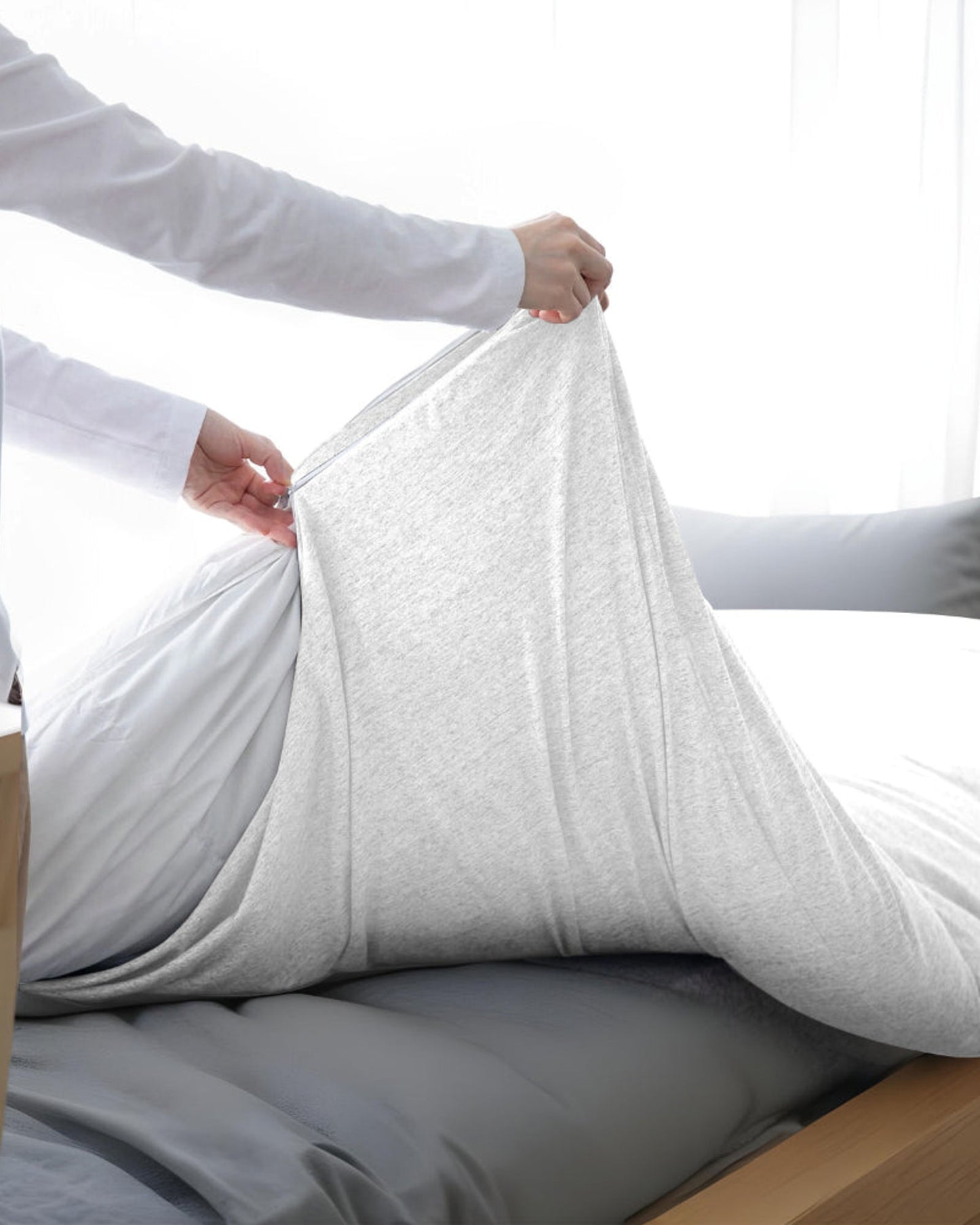 طقم غطاء لحاف قطني من 3 قطع، أبيض