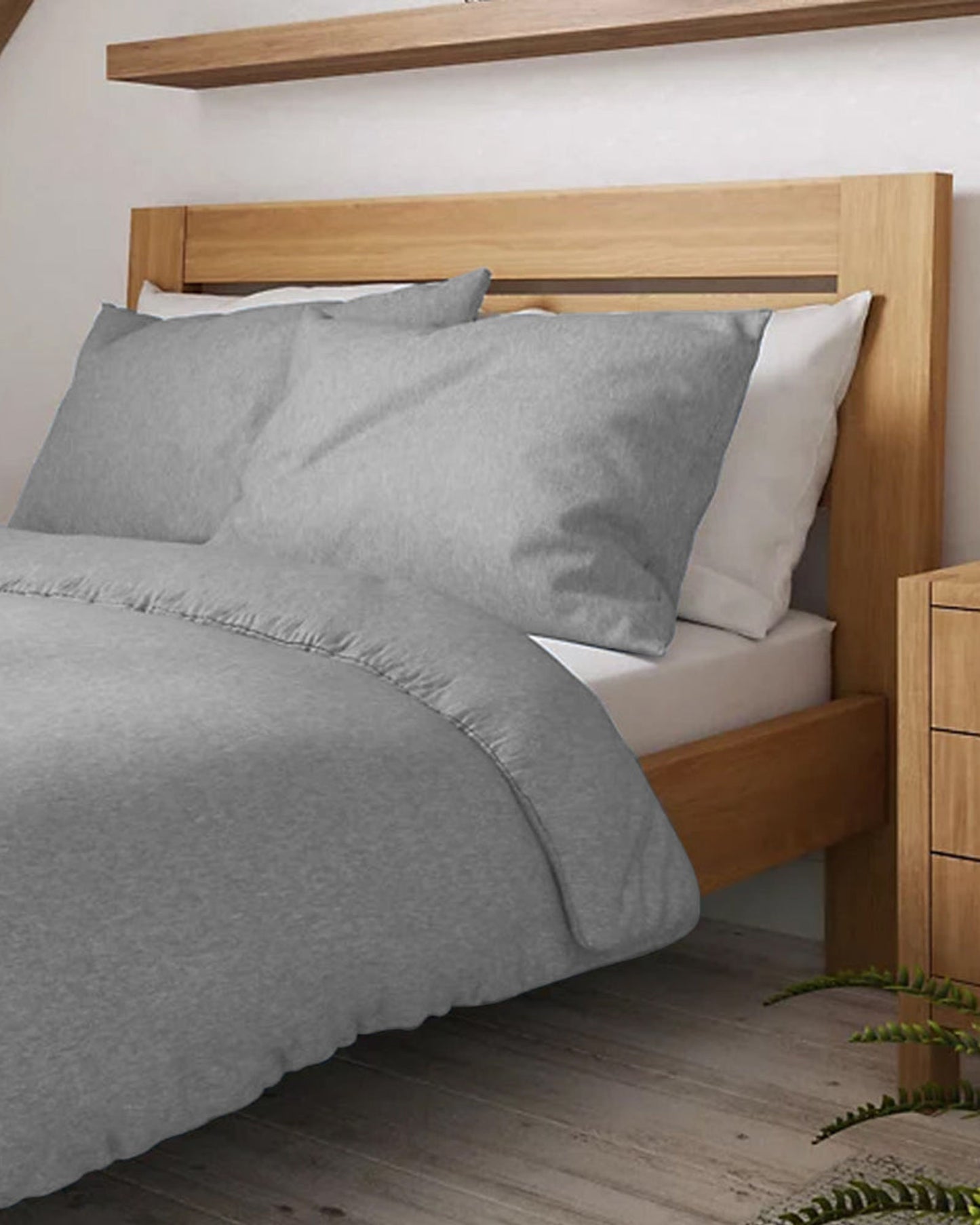طقم غطاء لحاف قطني من 3 قطع، رمادي