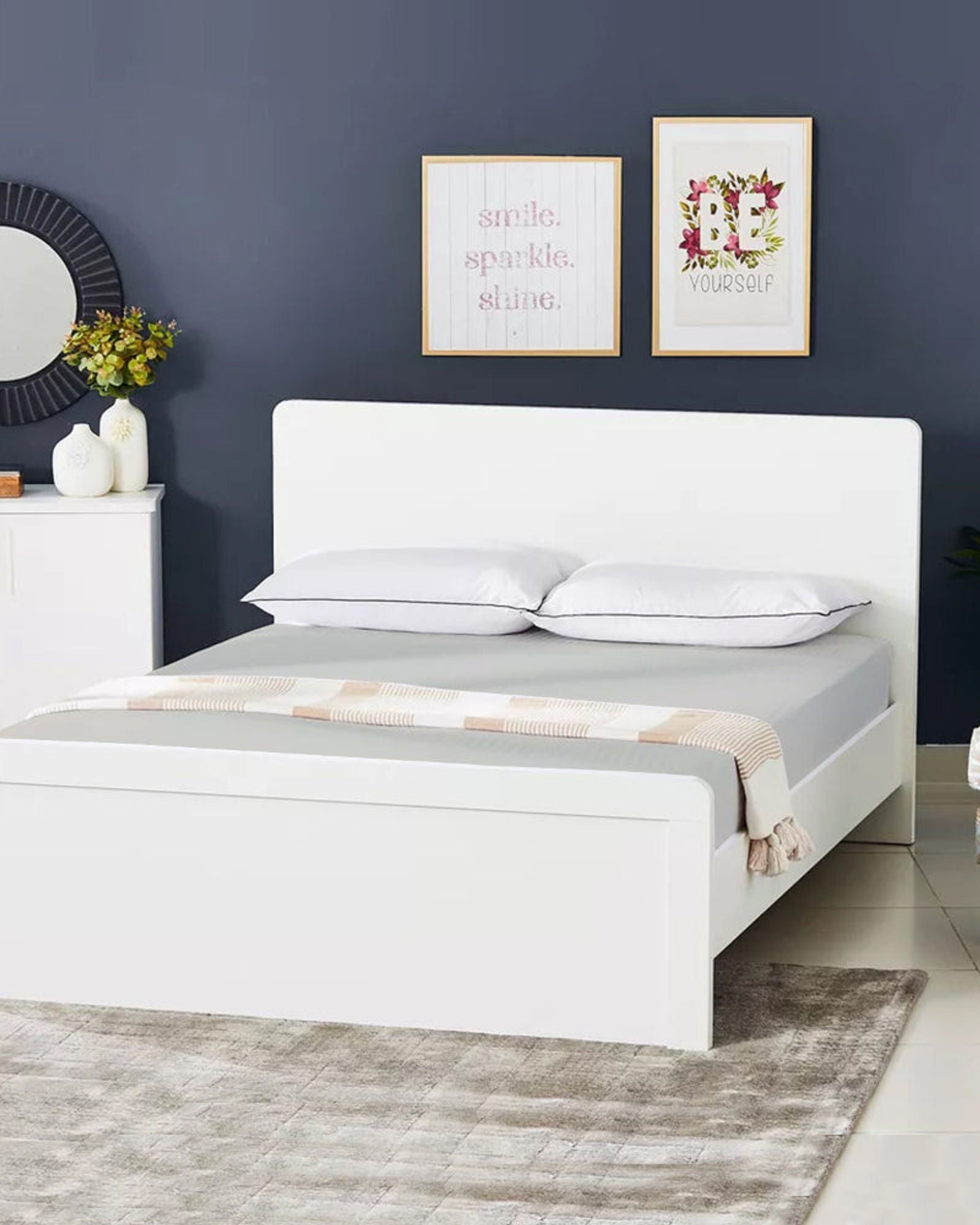 طقم ملاءات قطنية منزلية مكون من 3 قطع مخططة باللون الكريمي