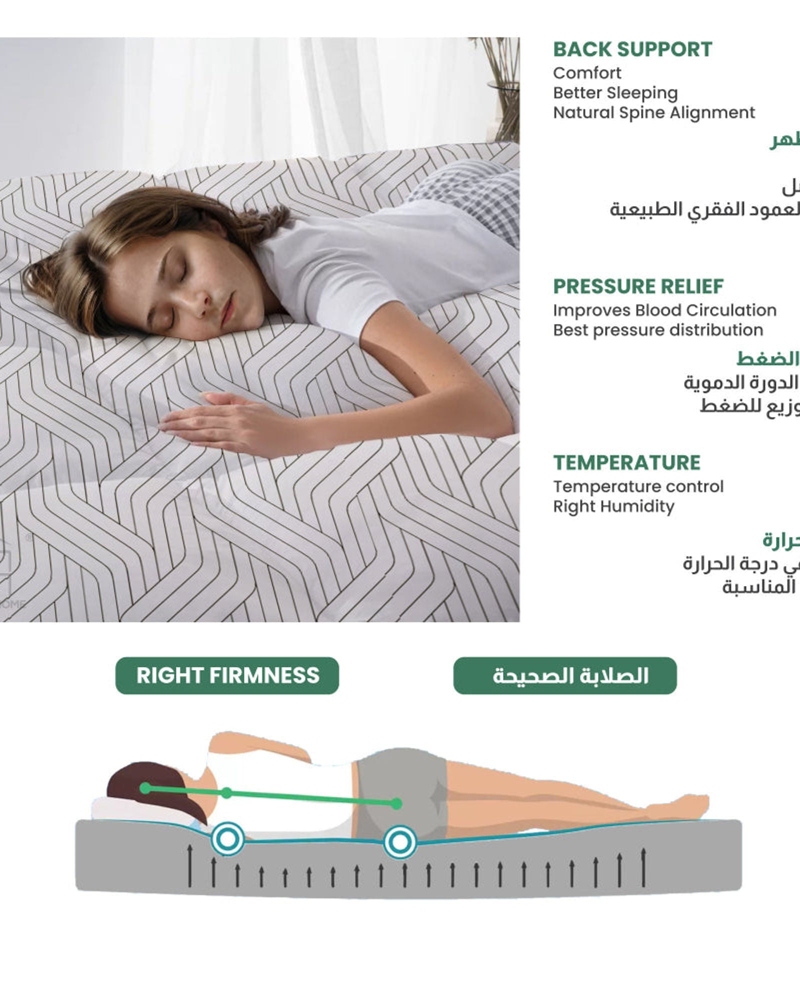 طقم مكون من 3 قطع من غطاء مرتبة قطني مطبوع مع غطائين للوسادة من Cotton Home، باللونين الأبيض العاجي والأسود، بتصميم هندسي