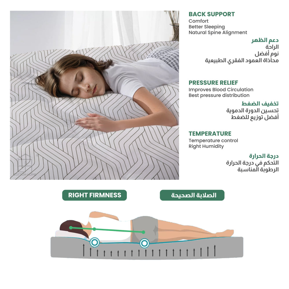 طقم مكون من 3 قطع من غطاء مرتبة قطني مطبوع مع غطائين للوسادة من Cotton Home، باللونين الأبيض العاجي والأسود، بتصميم هندسي