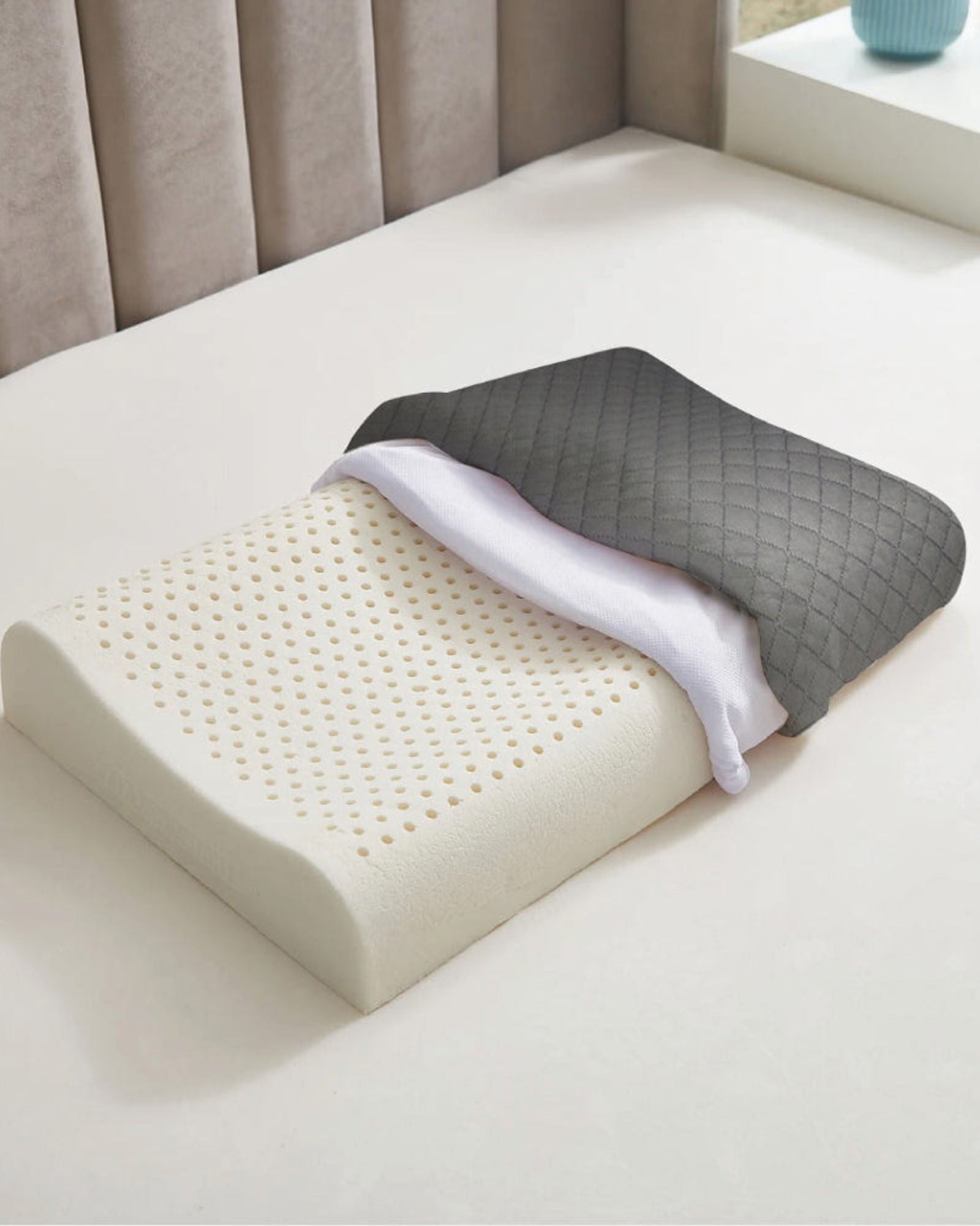 وسادة قطنية ناعمة من إسفنج الذاكرة مضادة للتوتر، مصنوعة من قماش رمادي