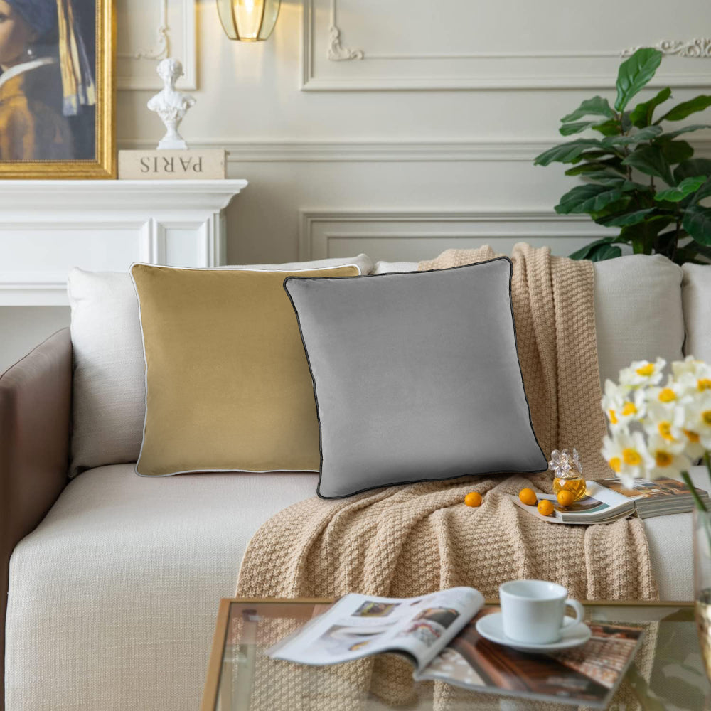 وسادة مخملية من القطن المنزلي مقاس 45 × 45 سم، عبوة من قطعتين