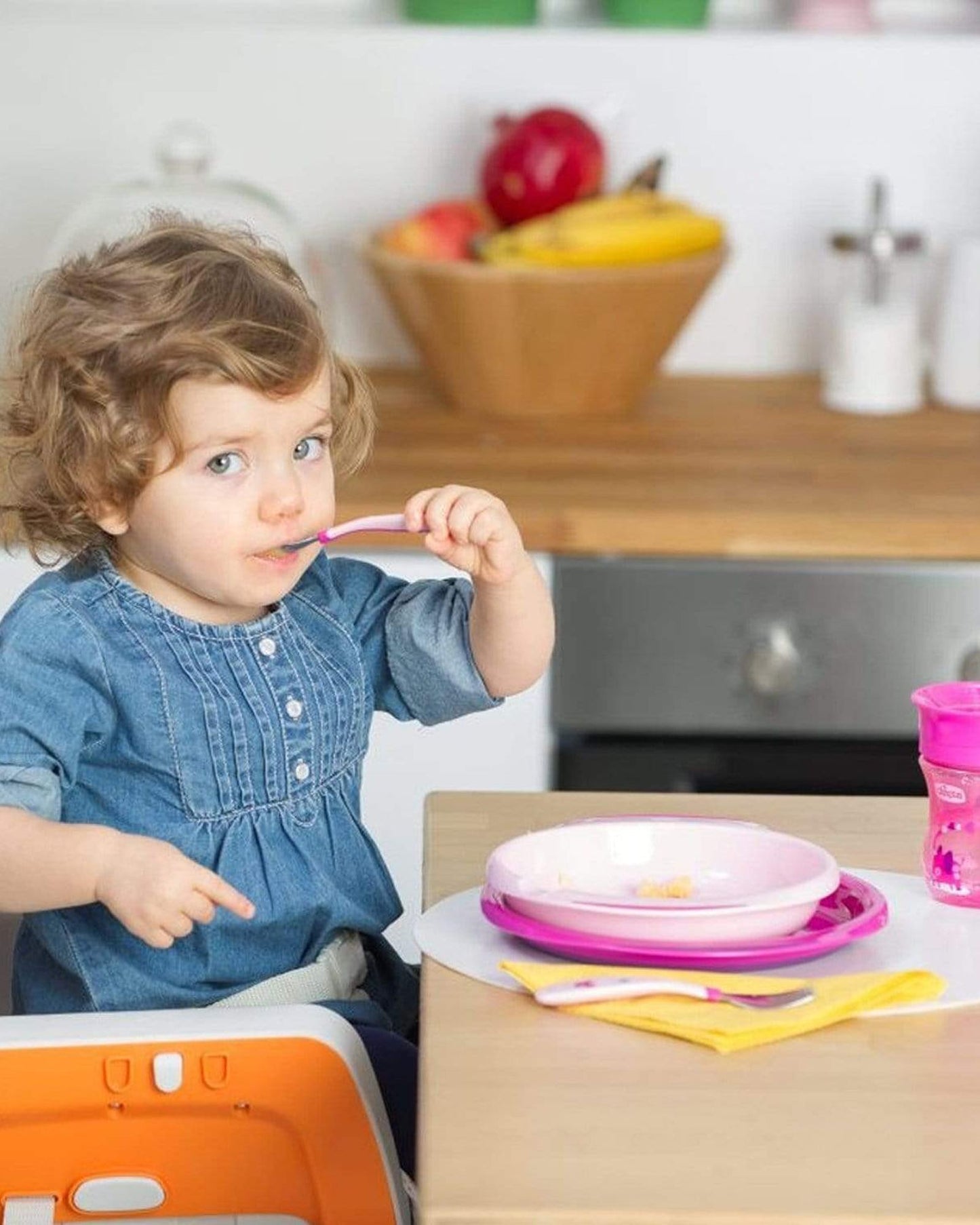 مجموعة الفطام من عمر 12 شهرًا فما فوق باللون الوردي