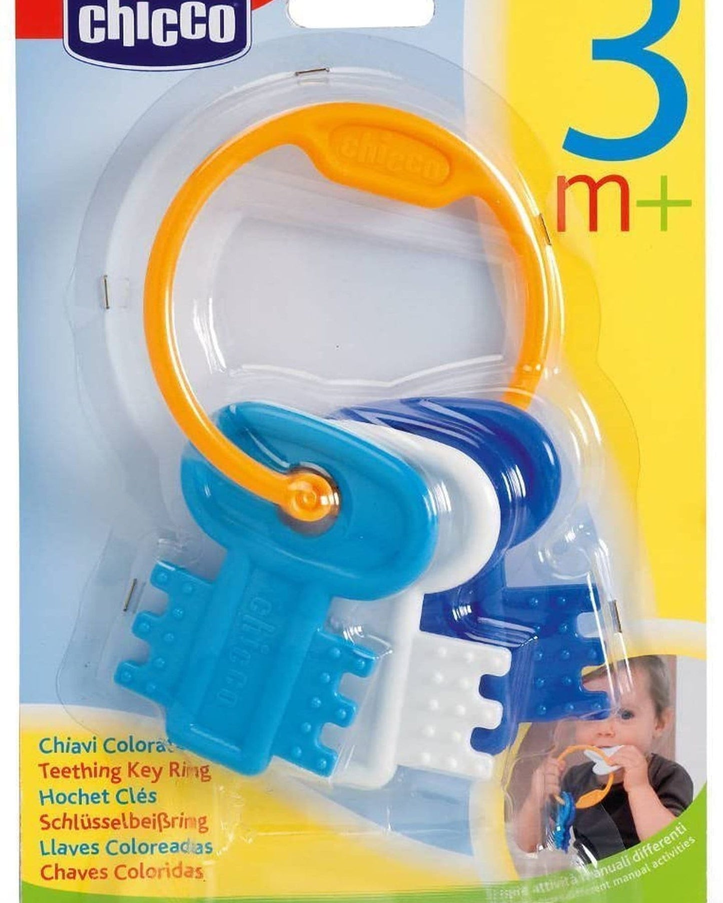 سلسلة مفاتيح CHICCO TEETHING للأولاد (أزرق) 3 أشهر فأكثر