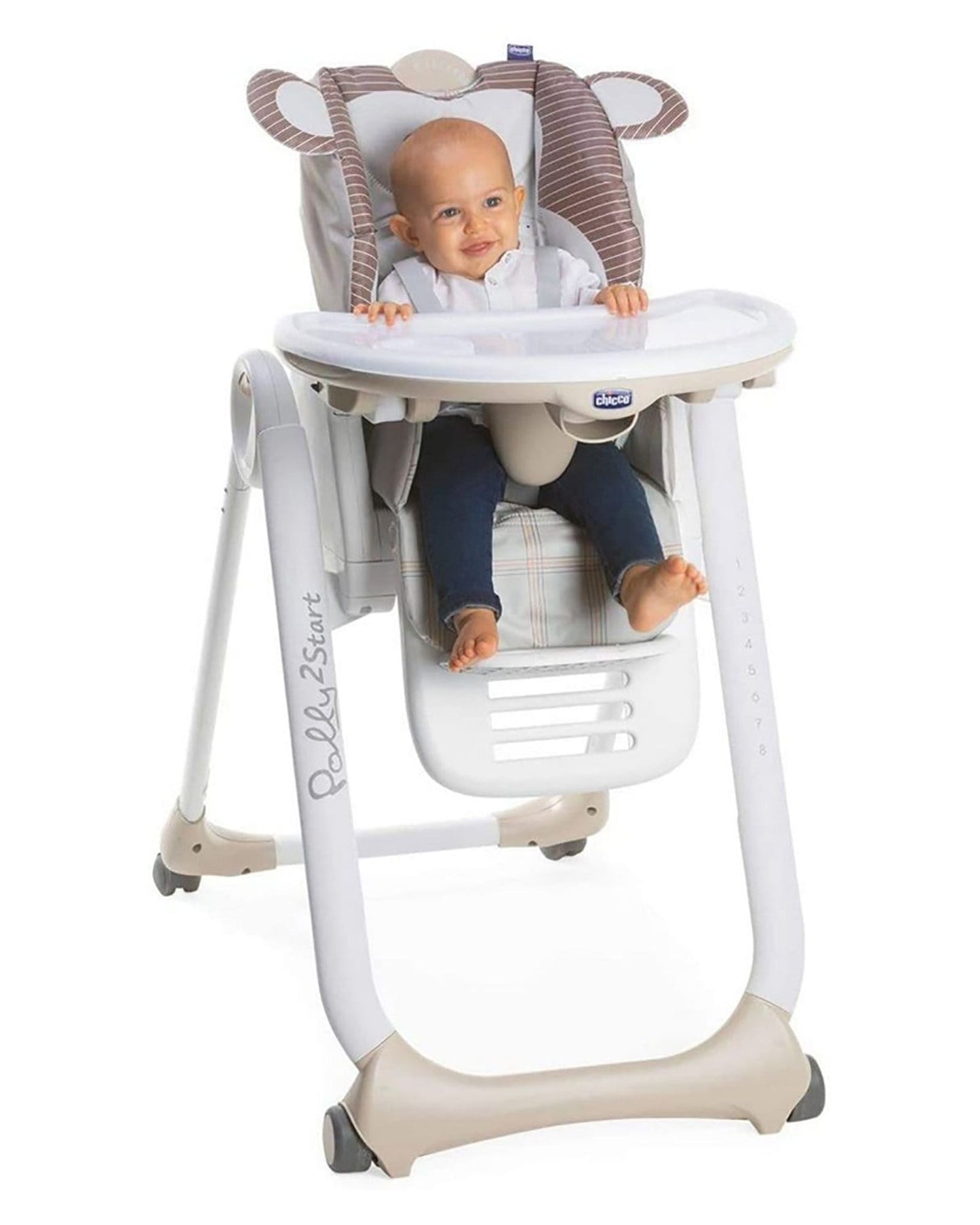 كرسي طعام مرتفع CHICCO POLLY 2 START من عمر 0 أشهر إلى 3 سنوات بتصميم قرد