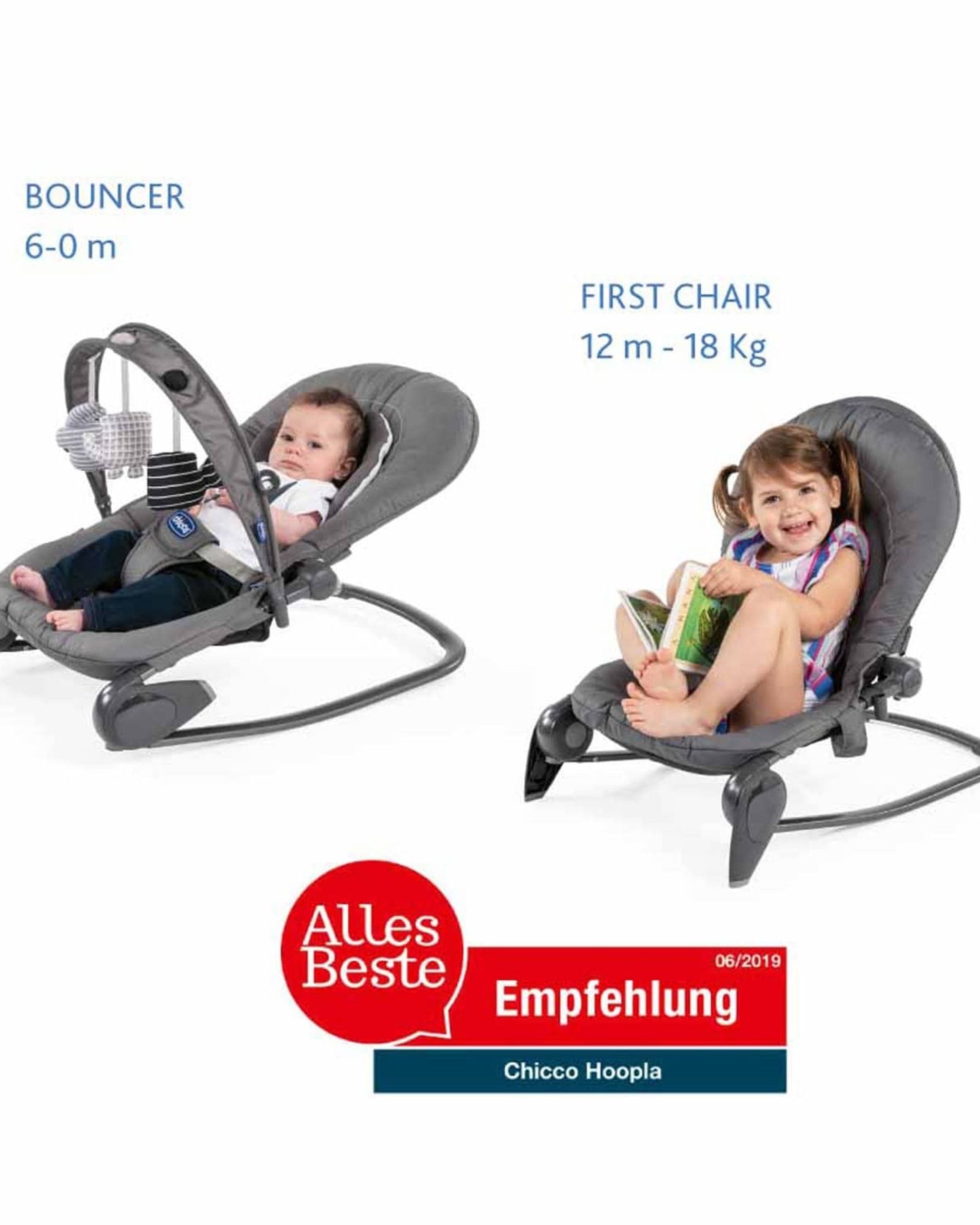 كرسي هزاز شيكو هوبلا لون رمادي قمري