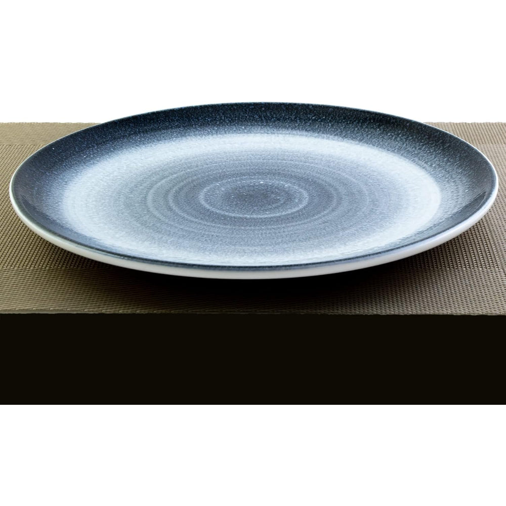 طبق عشاء اسكندنافي تفاعلي ضحل من الخزف الصيني العظمي، مقاس 27 سم، أزرق، أبيض/أزرق