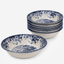 Claytan Classic Blue Windmill & Floral Pattern Earthenware Salad Bowl, 9.3 Inch, White, Set of 6
