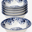Claytan Classic Blue Windmill & Floral Pattern Earthenware Cereal Bowl, 6.2 Inch, White, Set of 6